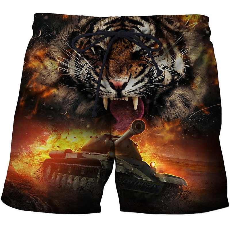 Men's Tiger Letter Swimming Trunks Board Shorts Swim Shorts Mid Waist Hawaiian Boho Outdoor Holiday Going out Pocket Drawstring Elastic Waist Designer Clothing Apparel 2025 - $19.99 –P8