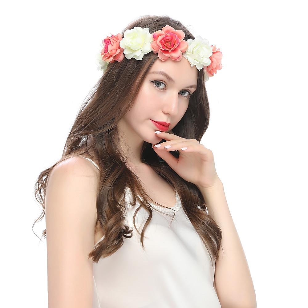 fascia del fiore rosa corona floreale di boho cerchio dei capelli della ghirlanda copricapo della boemia copricapo donne del copricapo corona delle ragazze fasce per capelli a foglia decorazione del del 2025 a $17.99 –P13