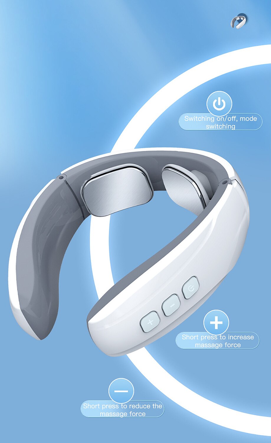 Rechargeable Electric Neck Massager Pulse Neck Massage Relax Pain Relief Ems Acupoints Lymphvity Massager Device Neck Stretcher 2024 - $11.99 –P10
