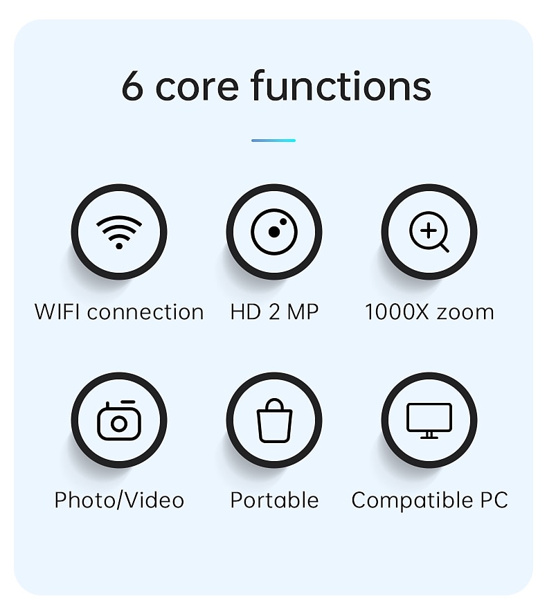 беспроводной цифровой микроскоп 50x-1000x увеличение wifi usb hd портативный портативный карманный микроскоп камера с 8 регулируемыми светодиодами совместимый с iphone ipad android windows mac 2025 - $54.99 –P10
