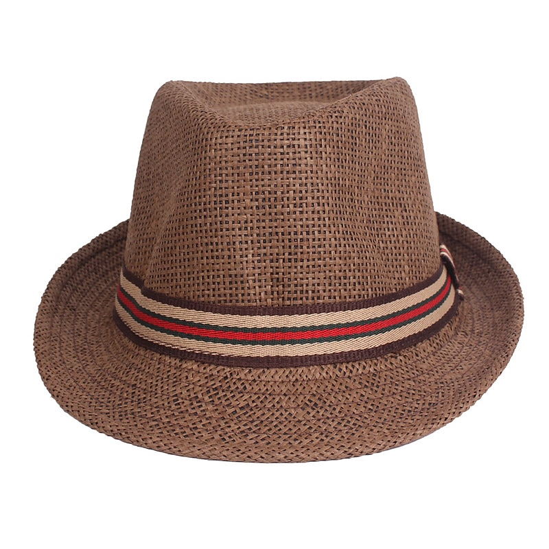 Herr Kentucky Derby Hat Halmhatt Solhatt Fedora Trilby hatt Svart Brun Polyester Flätad Streetwear Stylish 1920-talets mode Dagligen Friluftskläder Helgdag Slät Solskyddskräm Mateial som andas 2025 - $15.49 –P2