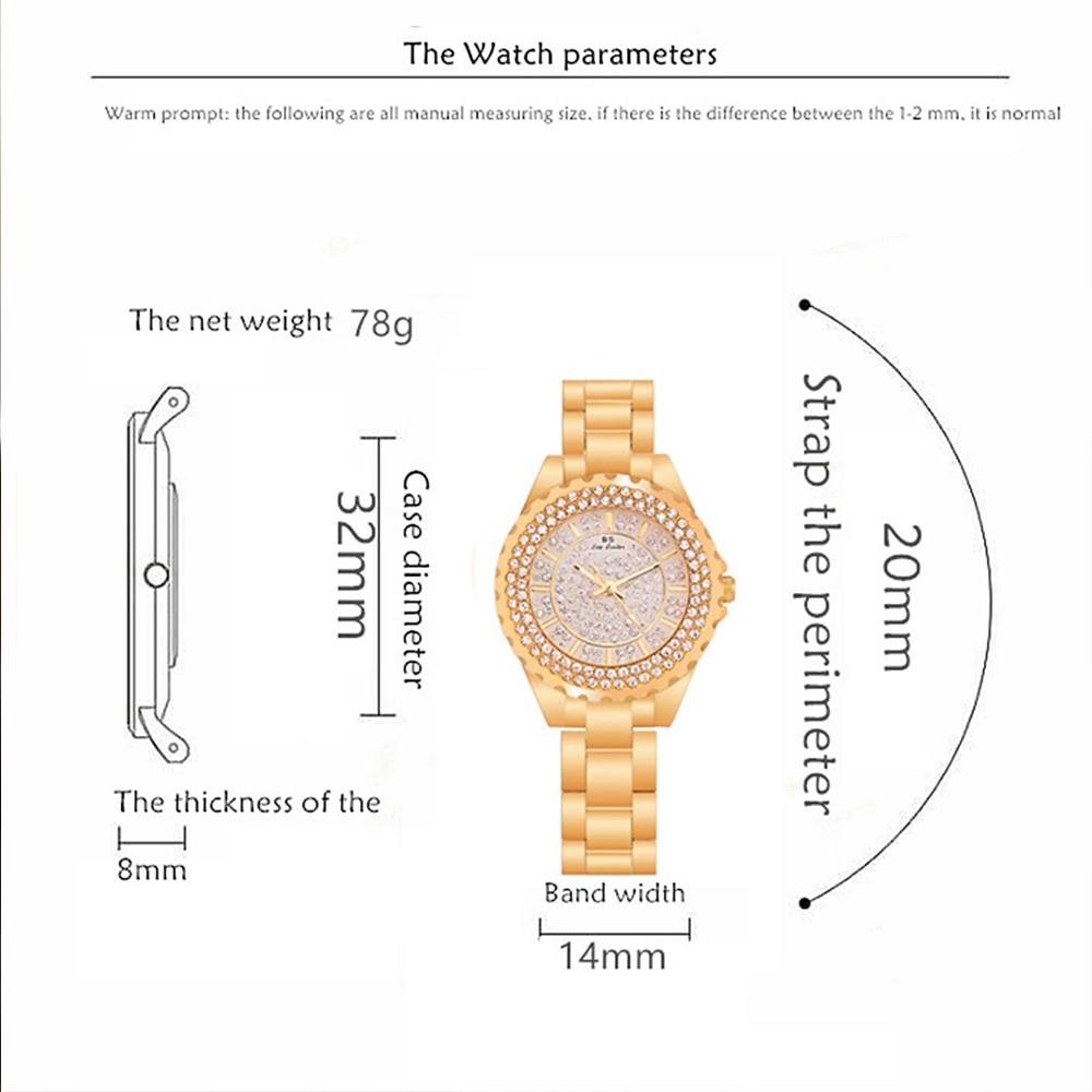 Wrist Watch Quartz Watch Mother's Day Gift for women Full Diamond Crystal Analog Quartz Glitter Fashion Luxury Bling Rhinestone Bracelet Stainless Steel 2026 - $35.99 –P7