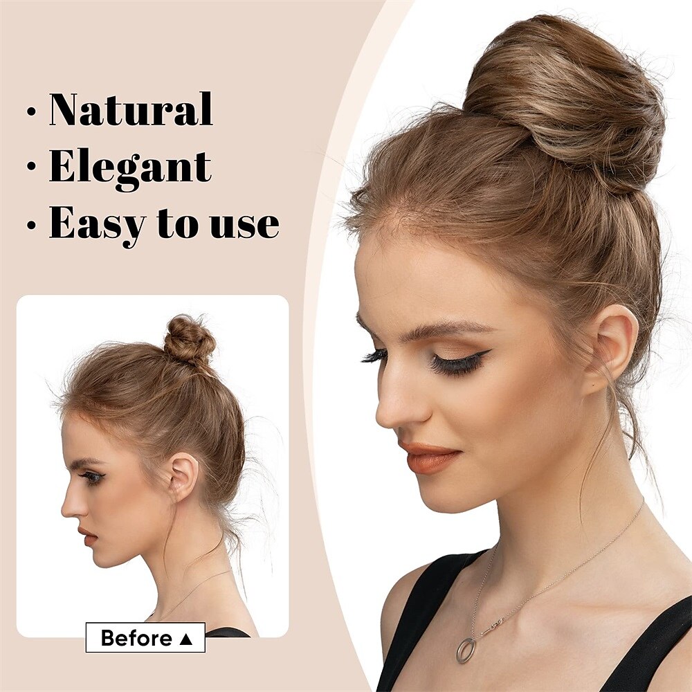 zwarte knot haarstukken voor vrouwen meisjes dame trekkoord nep ballet bun extensions synthetische opgestoken donut chignon uit één stuk 2025 - $18.99 –P11