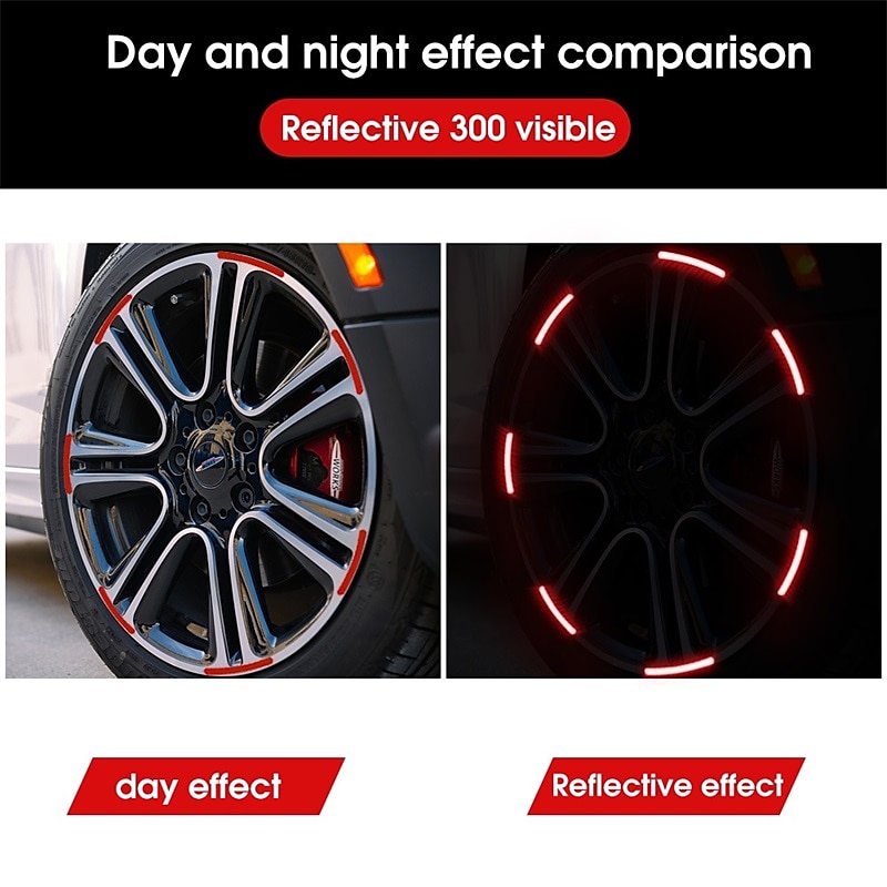 40 pièces moyeu de roue de voiture bande réfléchissante autocollant roue de moto de voiture autocollant d'avertissement réfléchissant fort jante de pneu autocollants réfléchissants accessoires de de 2025 ? $11.99 –P4