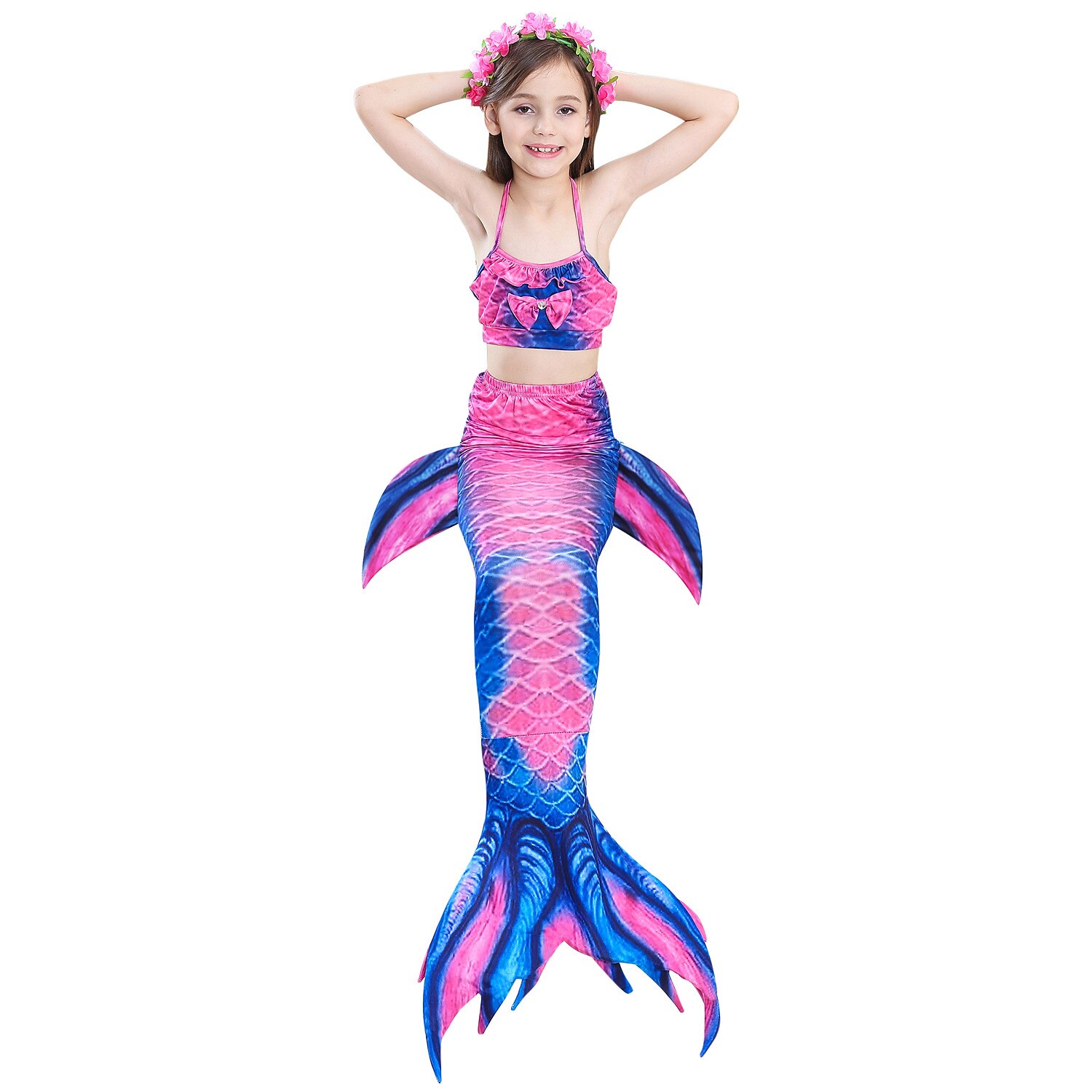 Kinderen Voor meisjes Zeemeermin zwemkleding Zwempak Bikini Prestatie Thema feest Kleurrijk Aanbiddelijk Strandstijl Halster Badpakken 4-12 jaar Zomer Meerkleurig 2025 - $30.99 –P5