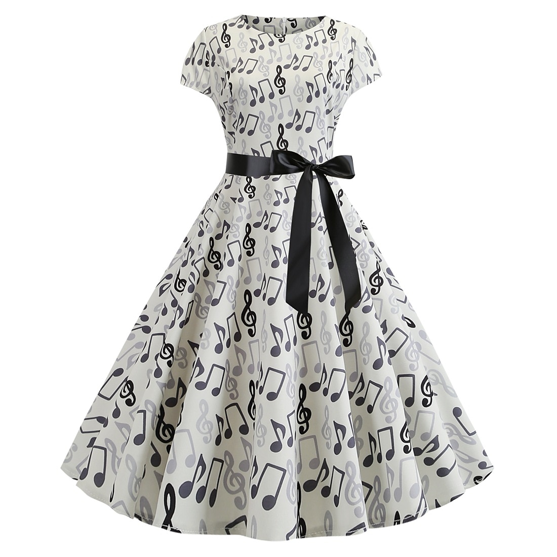 Retro Vintage 1950er Urlaubskleid Flapper Kleid Swing-Kleid Musiknoten Damen Maskerade Alltagstauglich Junggesellinnenabschiedsparty Erwachsene Kleid Abschlussballkleider 2025 - $27.99 –P1