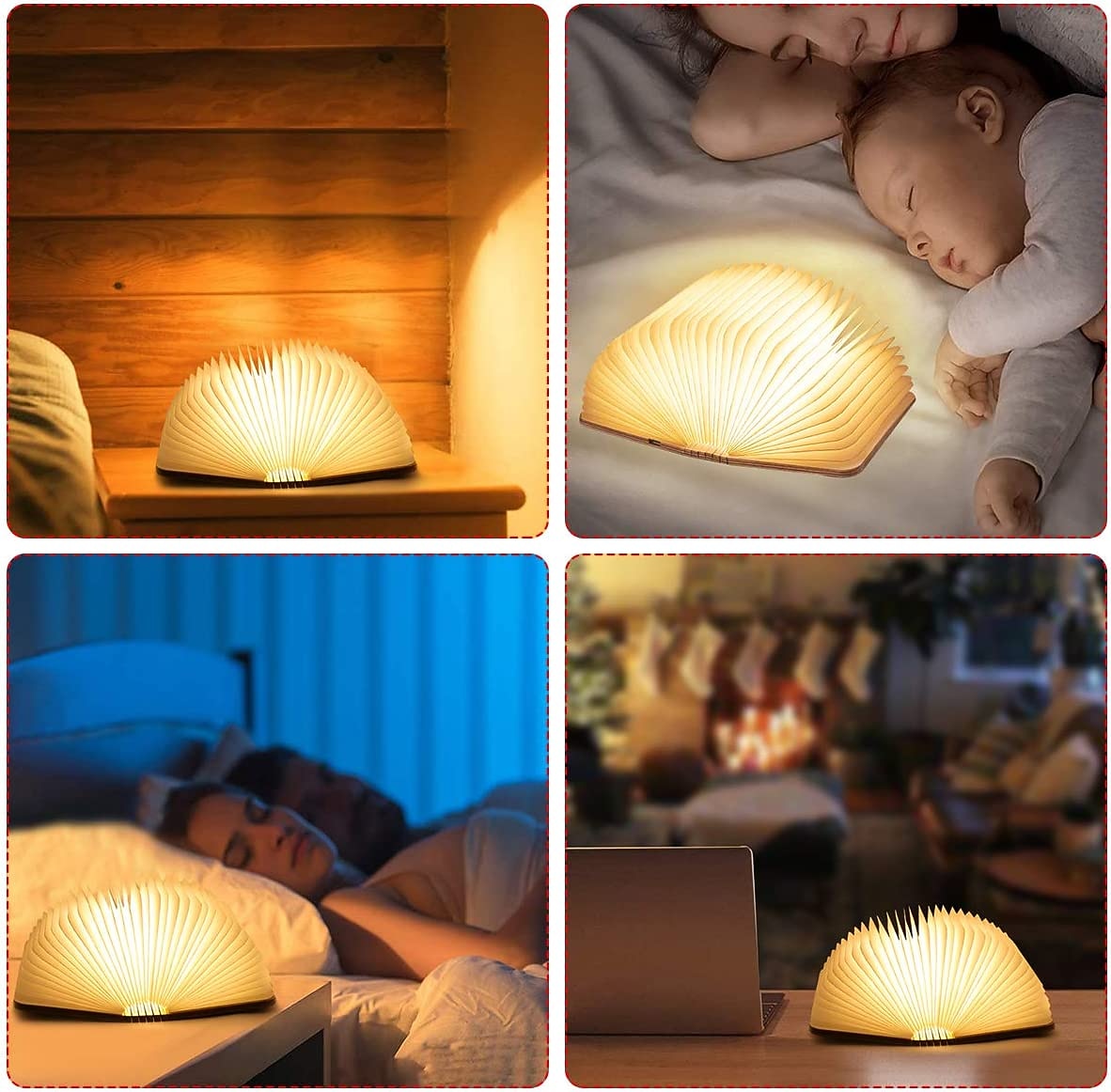 led κομοδίνο φωτιστικό αναδιπλούμενο βιβλίο νύχτας επαναφορτιζόμενο μαγνητικό ράφι κομοδίνου ή τραπεζάκι σαλονιού παιδικό χριστουγεννιάτικο δώρο 2025 - $20.99 –P4