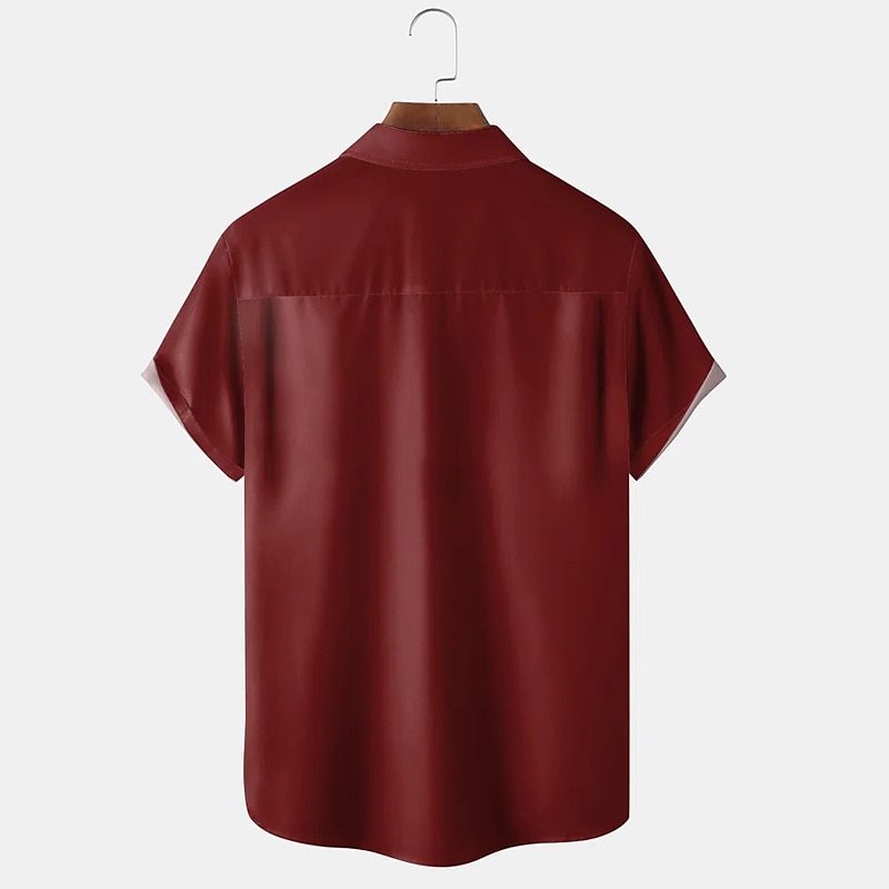 Per uomo Camicia Camicia casual Camicia da Bowling Camicia con Bottoni Nero Vino Rosso Manica Corta A righe Collo ripiegato Vacanza Streetwear Stile Vintage Abbigliamento Poliestere Misto Cotone Moda del 2025 a $20.99 –P9