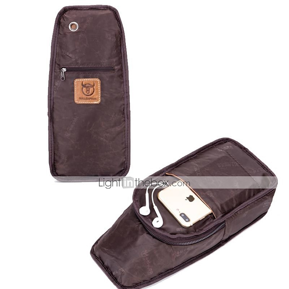 Men's Sling Shoulder Bag Chest Bag Cowhide Outdoor Daily Zipper Waterproof Solid Color Black Grey Black Yellow 2025 - $46.99 –P7