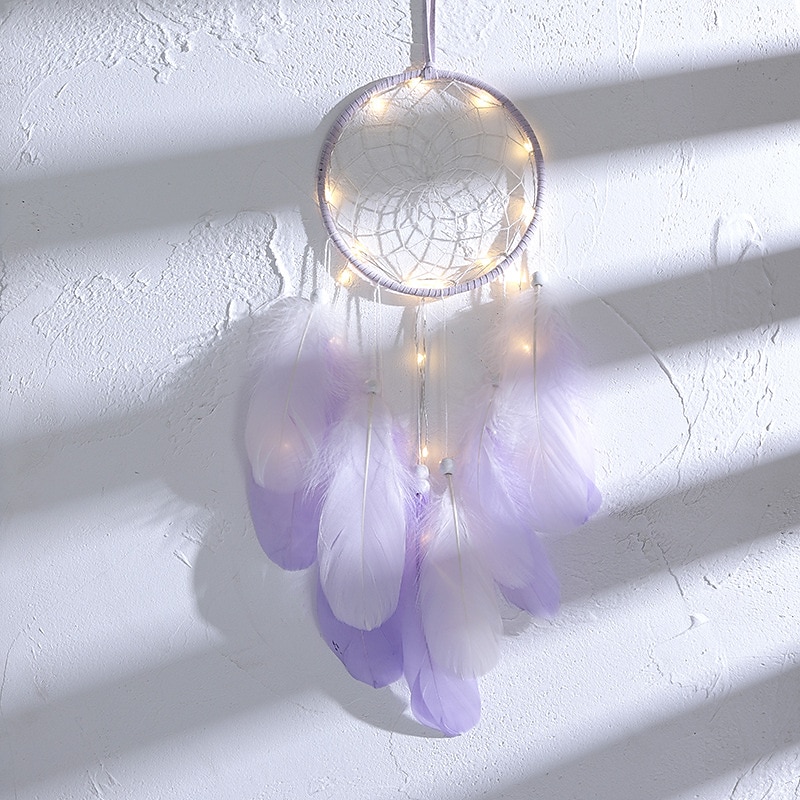 Capteur de rêves led plume lumière créative fée lampe tenture murale vacances décorations chambre famille mariage fête d'anniversaire bénédiction cadeau de 2025 ? $11.49 –P20