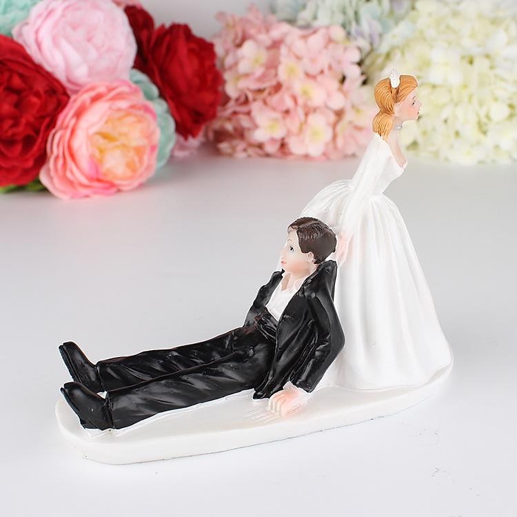 valentijnscadeau bruiloft hars cake topper mode cake topper poppen bruid en bruidegom hars beeldjes ornament bruiloft decor 13*10cm 2025 - $16.99 –P3