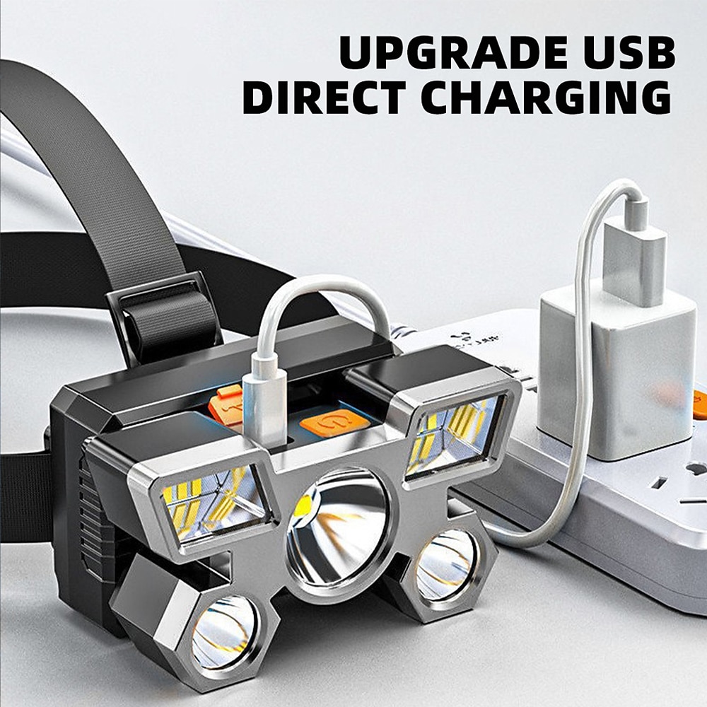 USB Rechargeable LED Head Lamp, Portable 5 LEDs Headlight Torch Work Light for Travel, Camping, Fishing, Hunting Outdoor Camping Adventure 2025 - $16.49 –P10