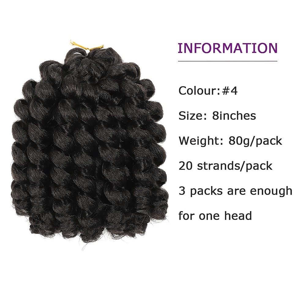 wand curl gehaakte vlechten haar 8 inch jamaicaanse wand curl ombre gehaakte haar jamaicaanse bounce gehaakte haar wand curl gekleurde gehaakte vlechten ringetje twist haarverlenging gehaakte haar 2025 - $38.99 –P5