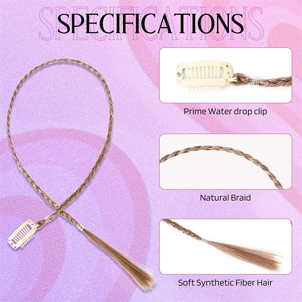 Braid Hair Extensions 4 PCS Baby Braids Front Side Bang Curtain Bang Clip in Hair Extensions Long Braided Hair Piece Natural Soft Synthetic Hair for Women Daily Wear 20 Inch Cool Light Blonde 2025 - $17.49 –P9