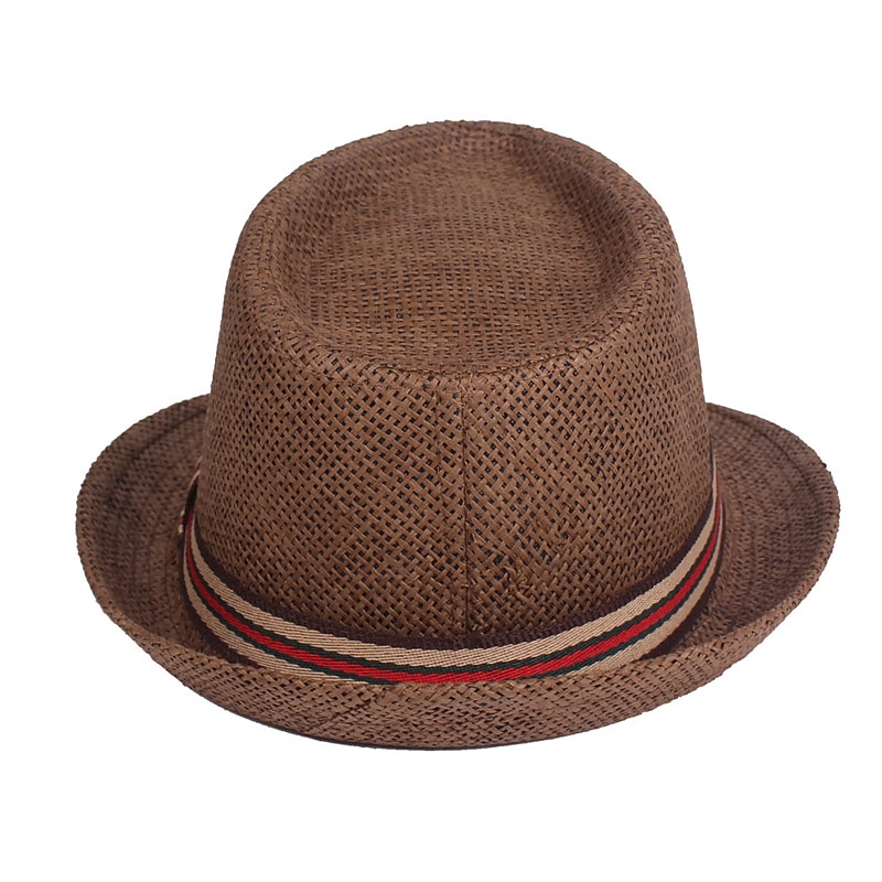Herr Kentucky Derby Hat Halmhatt Solhatt Fedora Trilby hatt Svart Brun Polyester Flätad Streetwear Stylish 1920-talets mode Dagligen Friluftskläder Helgdag Slät Solskyddskräm Mateial som andas 2025 - $15.49 –P4