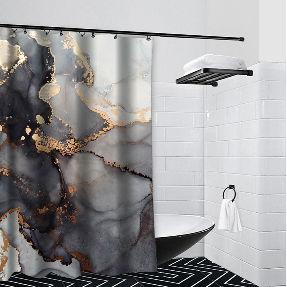 Shower Curtain with Hooks 180cm*180cm(70"*70") Polyester Washable Waterproof Marble Abstract Pattern 2025 - $25.99 –P9