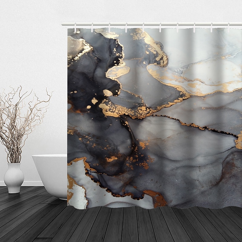 Shower Curtain with Hooks 180cm*180cm(70"*70") Polyester Washable Waterproof Marble Abstract Pattern 2025 - $25.99 –P10