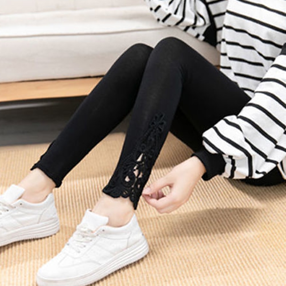 női leggings egyszínű fekete fehér divatos bokáig érő alkalmi napi 2025 - $12.99 –P7