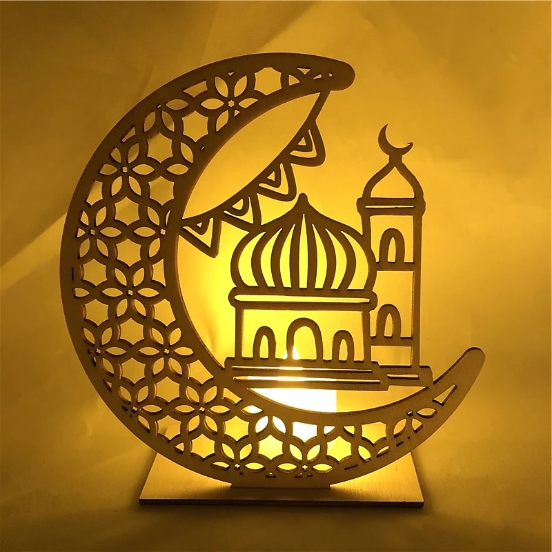 Ramadan Decoration Festival Wooden Moon Star Lights Ramadan 2023