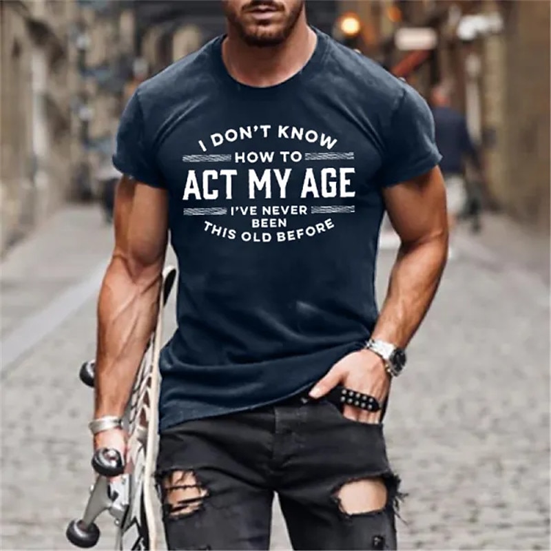 2025年 男性用 レタード グラフィック Tシャツ グラフィックTシャツ コットン 半袖 グラフィック シャツ ブラック ネイビーブルー グリーン 快適なTシャツ バケーション ストリート ファッションデザイナーの衣類  コレクション – $15.99 –P3