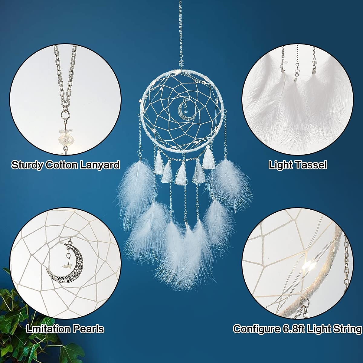 LED Dream Catcher Wall Decor with Feather Pendant Wall Hanging Ornament Wind Chimes Light for Car Home Girl Children's Bedroom Decoration Christmas Birthday Party Balcony Window Ramadan Eid Decorations 2026 - $5.99 –P5