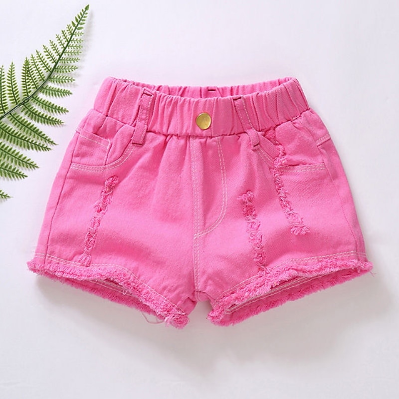 ילדים בנות שורטים צבע אחיד פעיל חלול חיצוני בָּחוּץ כותנה 3-7 שנים קיץ שחור לבן צהוב 2026 - $11.99 –P5