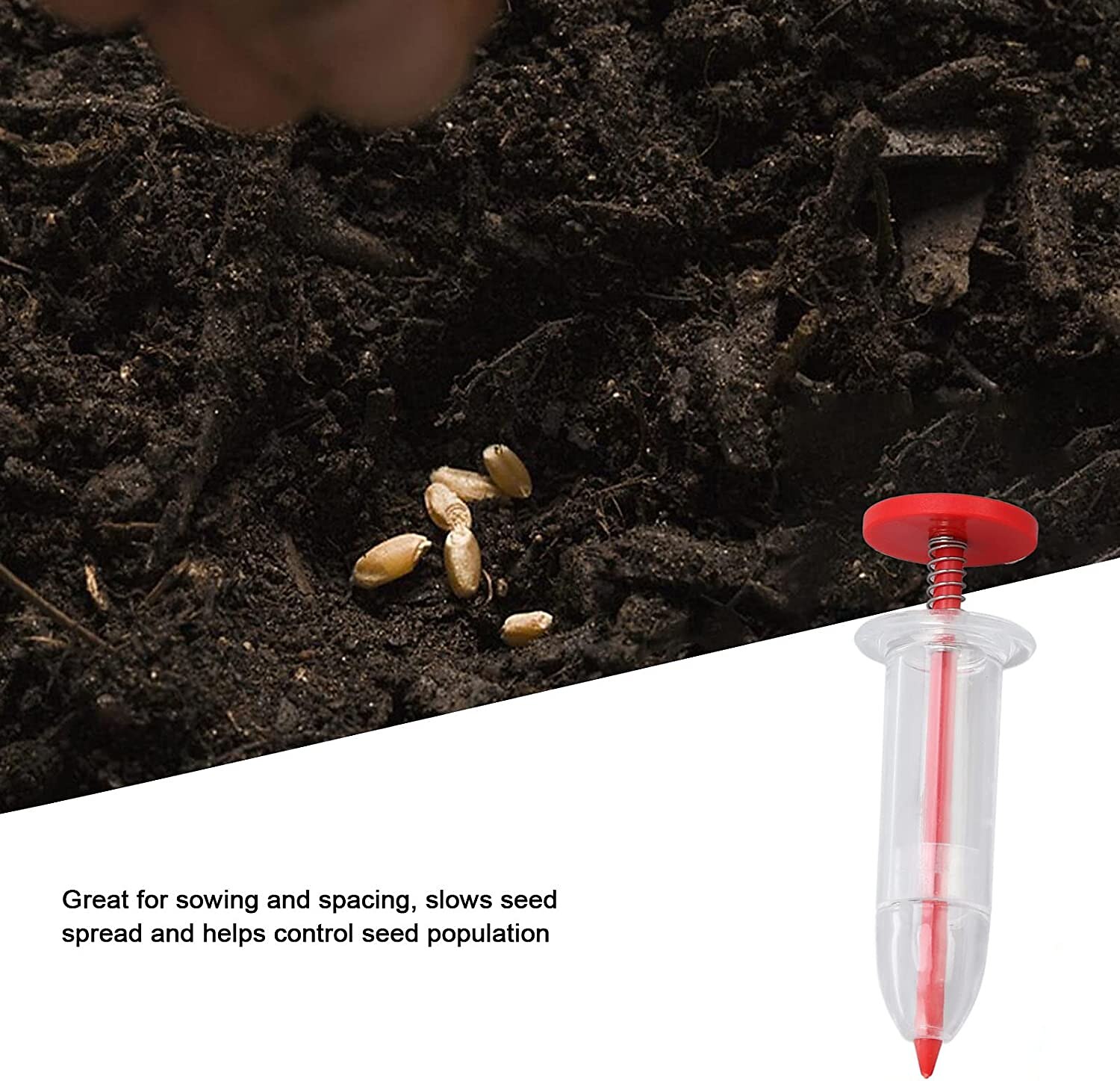 mini secí stroj, ruční ruční mini seedmaster mini secí dávkovač osiva malý rozmetač osiva, zajišťuje rovnoměrné rozložení osiva, zahradní květináč na zahradu, mrkev, salát, kapusta, ředkvičky 2025 - $5.49 –P6