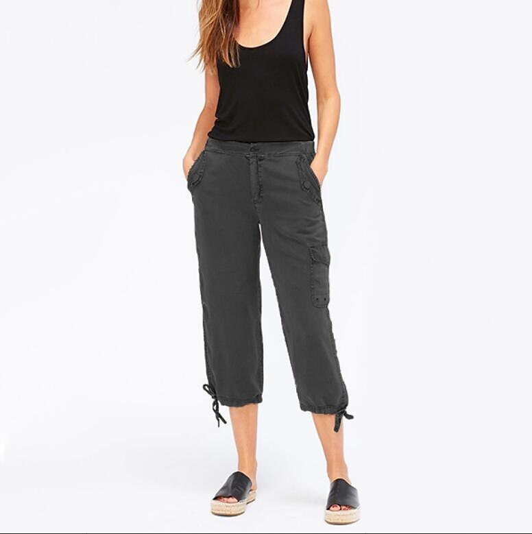 Women's Cargo Pants Cropped Pants Calf-Length Cotton Blend Micro-elastic Fashion Casual Daily Dark Grey S M 2023 - US $26.99 –P1