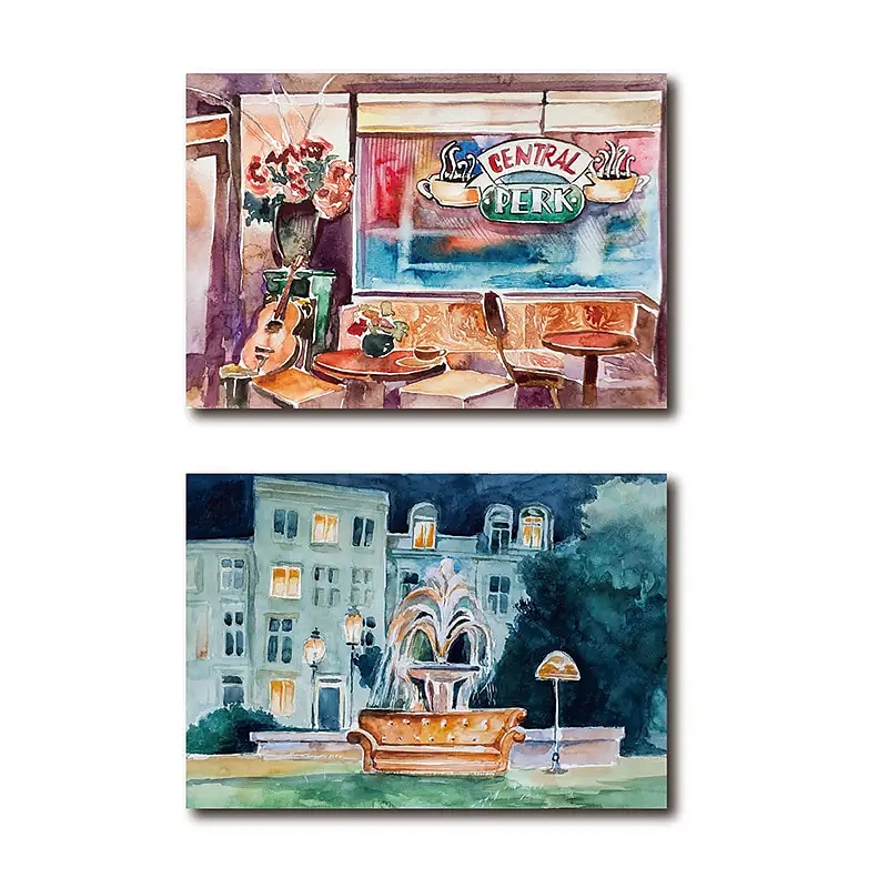 2 piezas estaré allí para ti arte de la pared pintura acuarela central perk poster 90s classic american tv show impresiones arte de la pared impresiones en lienzo dormitorio decoración del hogar sin 2026 - $15.99 –P6