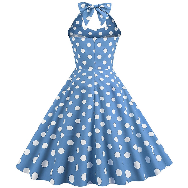 Anni 1950 Retrò Vintage Rockabilly Lunghezza al ginocchio Abito da cocktail Fascia Abito Swing Senza maniche Fiocco Pois Aderente & Svasato All'americana Costume Per donna Carnevale San Valentino del 2026 a $37.99 –P5