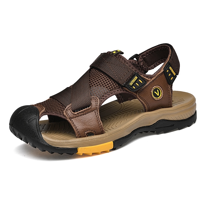 Amazon.com | VANDESK Men's Sport Sandals Outdoor Hiking Sandals Fisherman  Beach Shoes Closed Waterproof Sandals Lightweight Hiking Casual Sandals  Water Shoes Brown 7 ZS 40 | Sandals