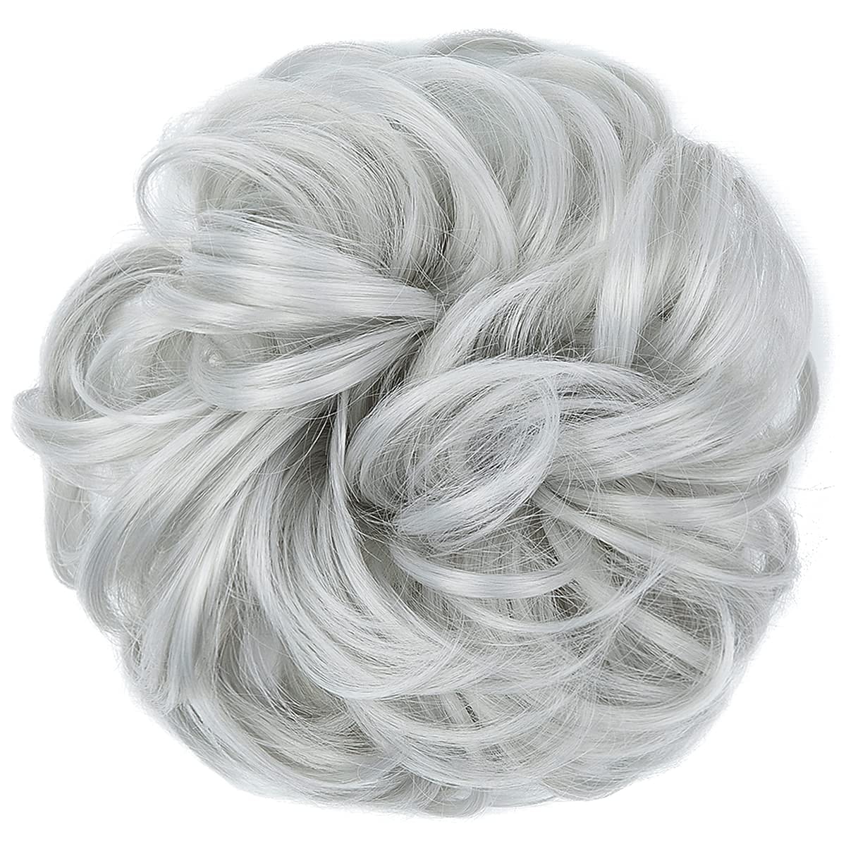Messy Bun Large Scrunchies Wavy Curly Synthetic Silver Grey Ponytail Hair Extensions Thick Updo Hair Pieces for Women Girls Kids 2025 - $12.99 –P7
