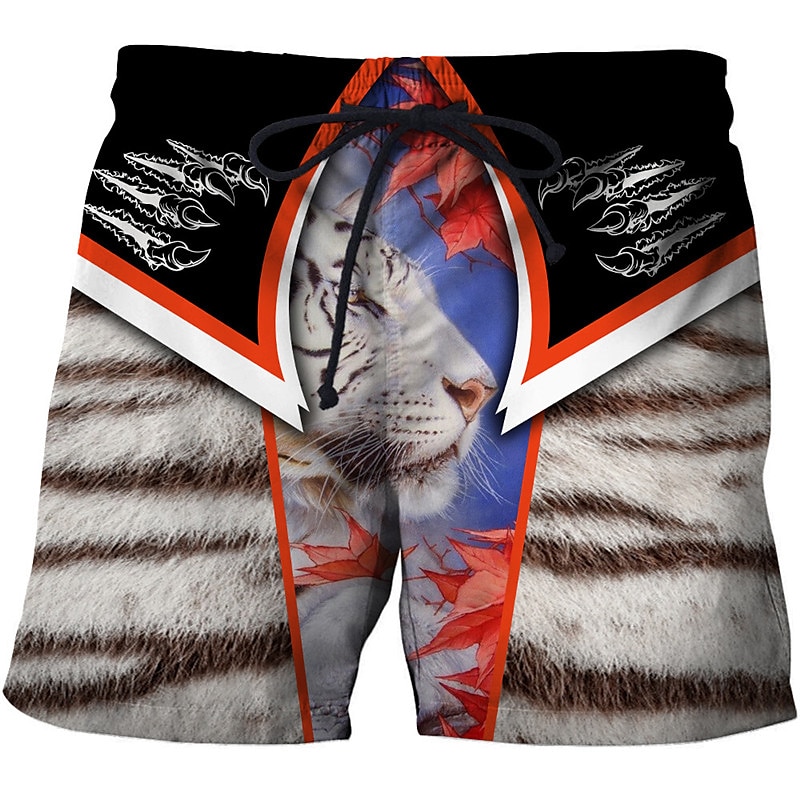 Men's Tiger Letter Swimming Trunks Board Shorts Swim Shorts Mid Waist Hawaiian Boho Outdoor Holiday Going out Pocket Drawstring Elastic Waist Designer Clothing Apparel 2025 - $19.99 –P4