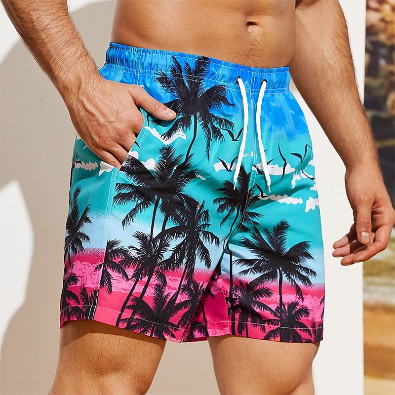 Bărbați Grafic Copac de cocos Pantaloni Scurți de Înot Pantaloni Scurti Chiloți Înot Talie medie Șic Stradă Hawaiană Boho Casual Zilnic Concediu Cordon cu căptușeală din plasă Talie elastică Designer 2025 - $17.99 –P8
