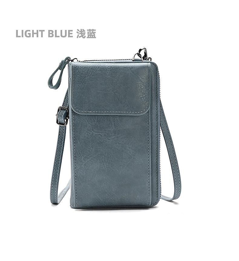 Cellphone Shoulder Bag Women PU Leather Crossbody Bag Handbag Card  Holder-Light Grey