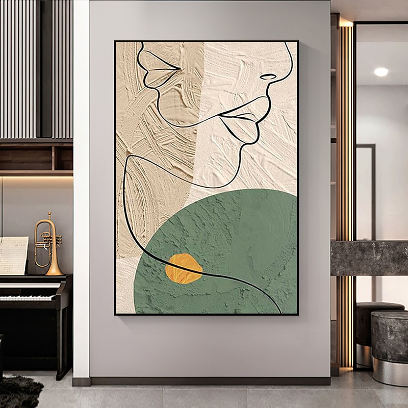 peinture à l'huile à la main peint à la main art mural abstrait personnes peinture sur toile décoration de la maison décor cadre tendu prêt à accrocher de 2025 ? $131.99 –P3