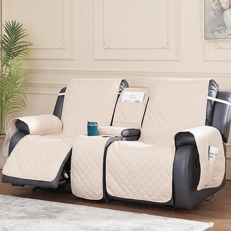 Housses de canapé inclinables pour causeuse avec console, housse antidérapante pour animal de compagnie pour causeuse double inclinable avec sangles élastiques, housse de causeuse inclinable fendue, de 2025 ? $83.99 –P2