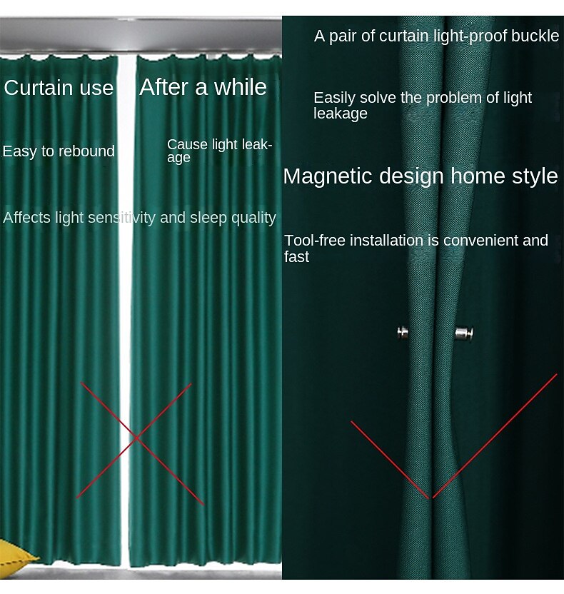 3 пары магнитных пуговиц для штор, съемная магнитная пряжка для штор, кнопка предотвращения утечки света, пряжка без перфорации, домашний декор 2026 - $15.49 –P6