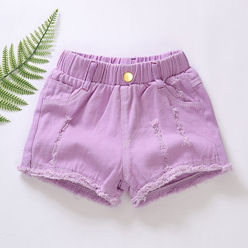 ילדים בנות שורטים צבע אחיד פעיל חלול חיצוני בָּחוּץ כותנה 3-7 שנים קיץ שחור לבן צהוב 2026 - $11.99 –P3