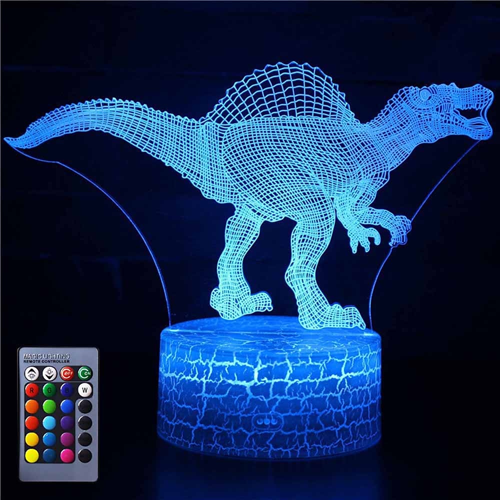 Lampada da illusione di dinosauro 3d a luce notturna Lampada da arredamento a 16 colori con telecomando per il bar della camera da letto da salotto I migliori giocattoli regalo per ragazze dei ragazzi del 2025 a $11.99 –P4