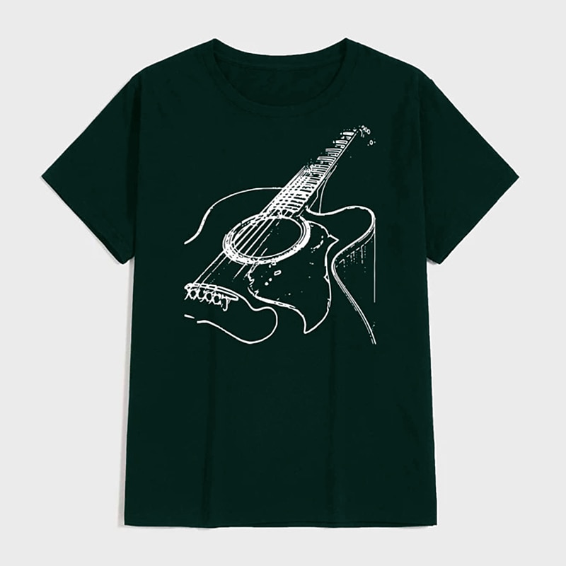 Herr t-shirt med akustisk gitarr grafisk kortärmad 2026 - $17.49 –P6