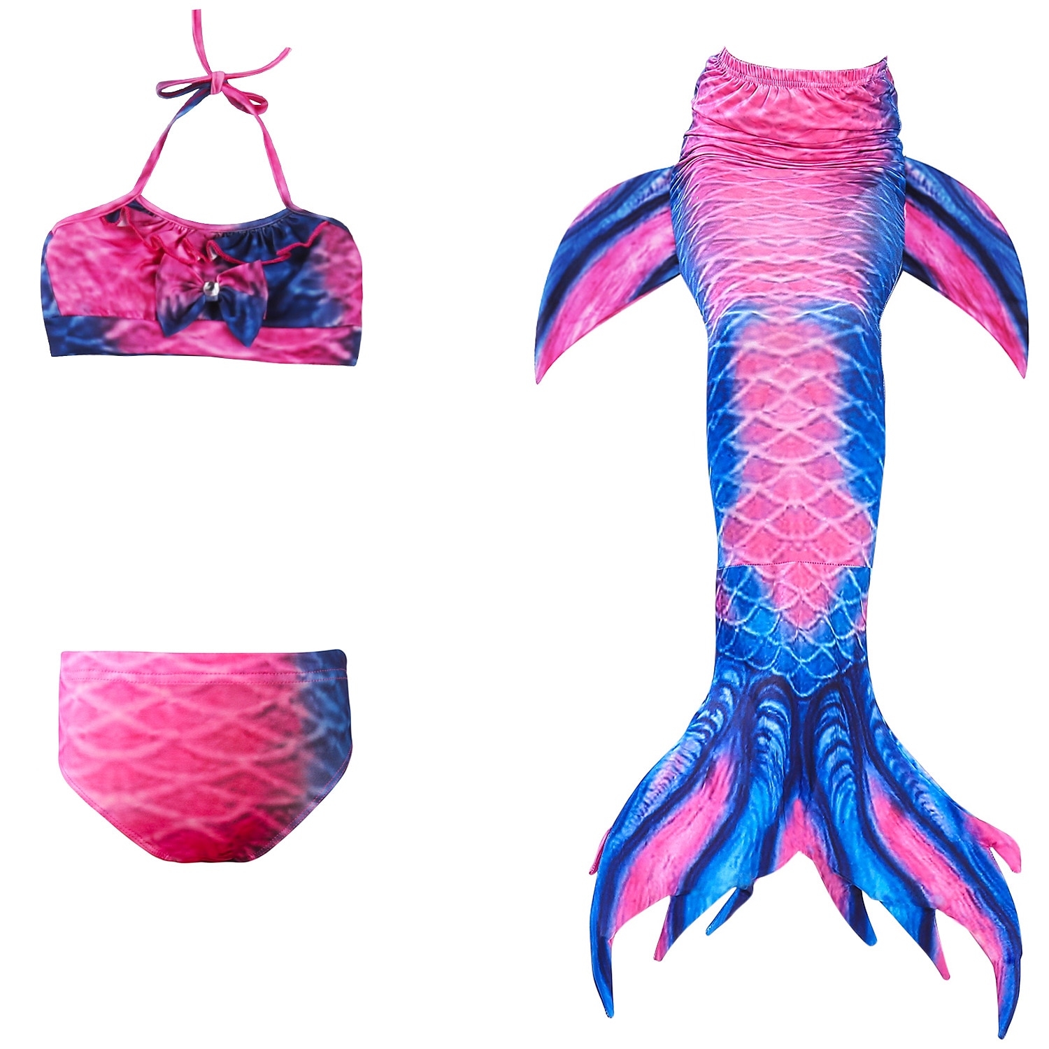 Kinderen Voor meisjes Zeemeermin zwemkleding Zwempak Bikini Prestatie Thema feest Kleurrijk Aanbiddelijk Strandstijl Halster Badpakken 4-12 jaar Zomer Meerkleurig 2025 - $30.99 –P3