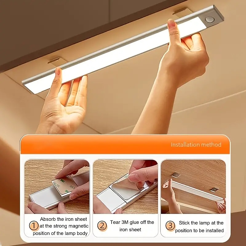 תאורת לילה led חיישן תנועה usb נטענת דק במיוחד ארון מטבח מנורת pir חיישן תנועה מנורת לילה אלחוטית מנורת לילה חדר שינה מסדרון מסדרון תאורת מעונות 2025 - $22.99 –P1