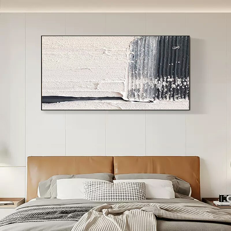 Oil Painting Handmade Hand Painted Wall Art  Black-White Abstract Canvas Painting Home Decoration Decor Stretched Frame Ready to Hang 2026 - $219.99 –P2
