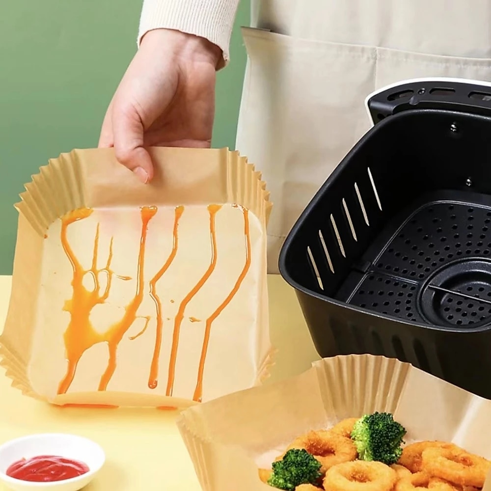 100PCS Air Fryer Disposable Parchment Paper Liner Square Round Oil-proof Paper Tray Non-Stick Baking Mat AirFryer Accessories 2025 - $9.49 –P3