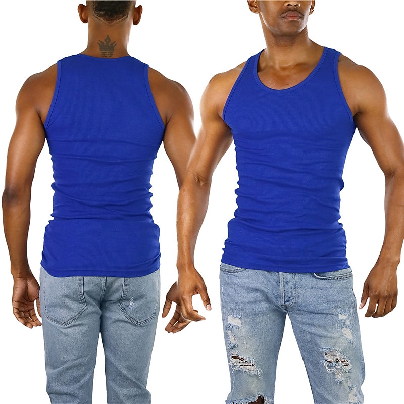 رجالي كنزة سترة الأعلى قميص داخلي قميص بلا اكمام بدون كم رقبة عالية مدورة الصيف سهل موضة مصمم عضلة ملابس الرياضة مناسب للخارج الجمنازيوم أسود نبيذ أزرق تي شيرت للرجال 2025 - €11.64 –P6