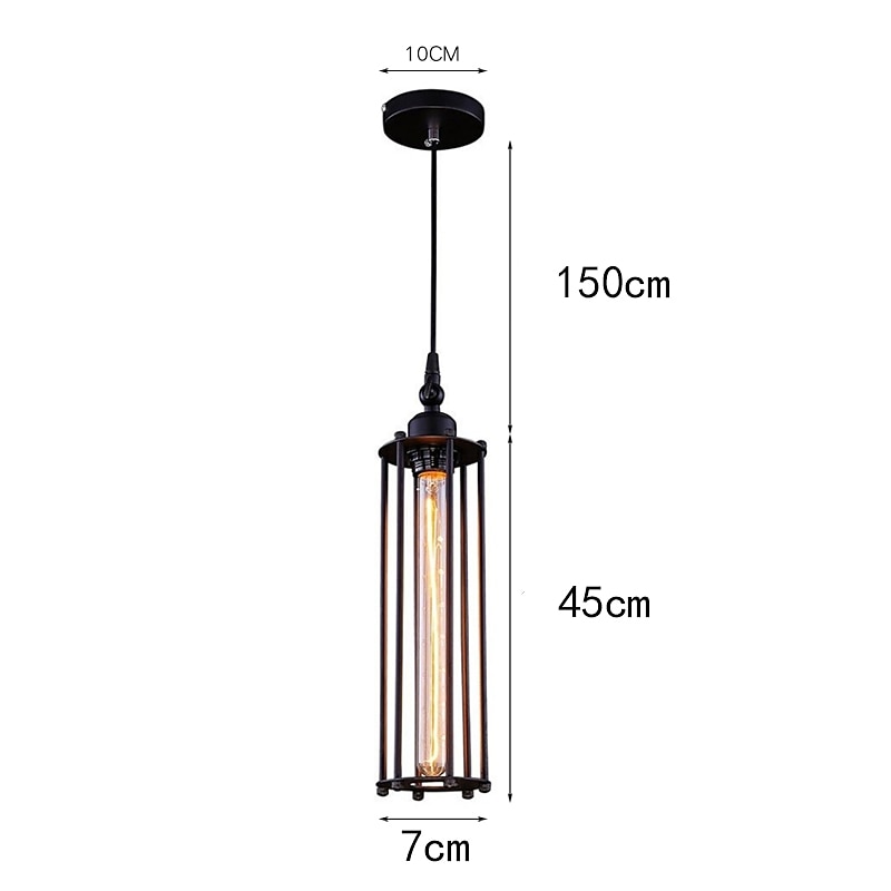 LED Pendant Light Long 17.5" Tube Cage Black or Brass Cage Edison Hanging Bar Pendant - Black Wire Ceiling Fixture Industrial Lighting 2025 - $93.44 –P2