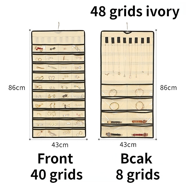 48grids hengende smykker oppbevaring øredobber halskjede armbånd hengende gjennomsiktig veske med rom holder organisator 2026 - $19.99 –P4