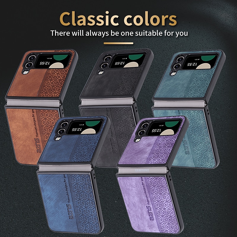 Phone Case For Samsung Galaxy Z Flip 7 Z Flip 6 Z Flip 5 Z Flip 4 Z Flip 3 Leather Flip Shockproof Solid Colored PC PU Leather 2025 - $13.99 –P7