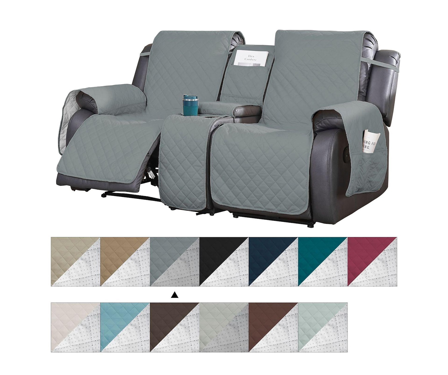 Housses de canapé inclinables pour causeuse avec console, housse antidérapante pour animal de compagnie pour causeuse double inclinable avec sangles élastiques, housse de causeuse inclinable fendue, de 2025 ? $83.99 –P5